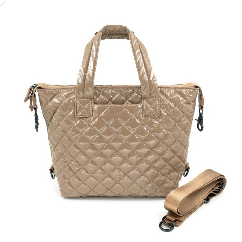 Quilted Pattern Tan Tote Bag